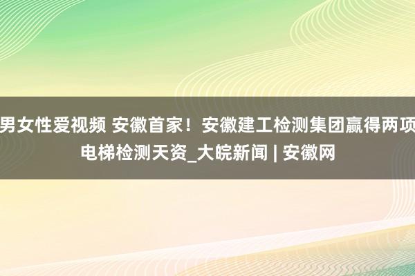 男女性爱视频 安徽首家！安徽建工检测集团赢得两项电梯检测天资_大皖新闻 | 安徽网