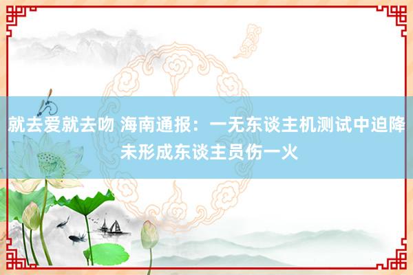 就去爱就去吻 海南通报：一无东谈主机测试中迫降 未形成东谈主员伤一火