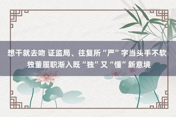 想干就去吻 证监局、往复所“严”字当头手不软  独董履职渐入既“独”又“懂”新意境