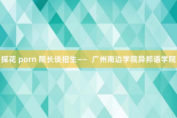 探花 porn 院长谈招生——  广州南边学院异邦语学院